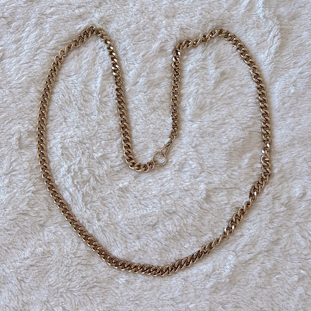 Gold Tone Long-Length Chain Link Necklace